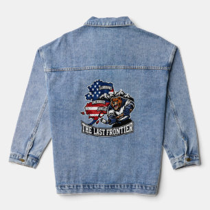 Retro Alaska The Last Frontier Eishockey Bärenkart Jeansjacke