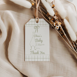 Retro Albern Gänsegeschlecht Neutral Ribbon Baby Geschenkanhänger