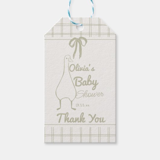 Retro Albern Gänsegeschlecht Neutral Ribbon Baby Geschenkanhänger (Vorderseite)