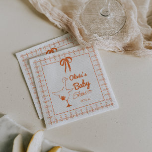 Retro Albern Gänsehandschuh Ribbon Babydusche Serviette