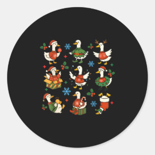 Retro Alberne Gans Santa Weihnachten Niedlich Fröh Runder Aufkleber