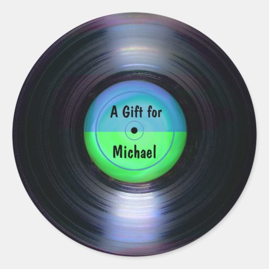 Retro-Album-Geschenk-Tag Runder Aufkleber (Vorderseite)