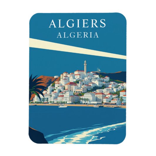 Retro Algiers Algeria Travel Souvenir Magnet (Vertikal)