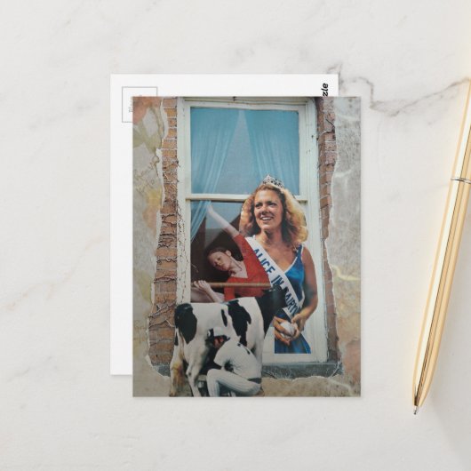 Retro Alice in Dairyland Collage  Postkarte (Vorderseite/Rückseite Beispiel)