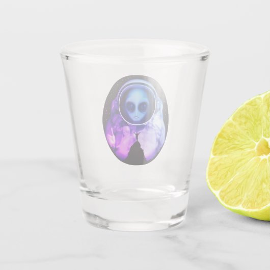 Retro Alien Astronaut Schnapsglas (Rückseite)