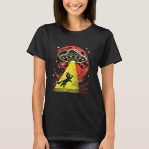 Retro Alien beamen UFO Katzenentführung Kosmischer T-Shirt