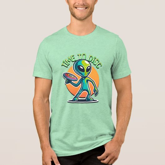 Retro-Alien-Disc-Golf Tri-Blend Shirt (Vorderseite)