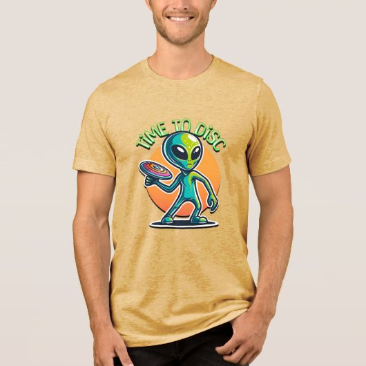 Retro Alien Disk Golf Tri-Blend Shirt (Vorderseite)