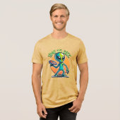 Retro Alien Disk Golf Tri-Blend Shirt (Vorderseite voll)