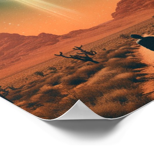 Retro Alien Entführung aus der Wüste Poster (Ecke)