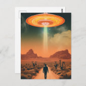 Retro Alien Entführung aus der Wüste Postkarte (Vorne/Hinten)
