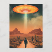 Retro Alien Entführung aus der Wüste Postkarte (Vorderseite)