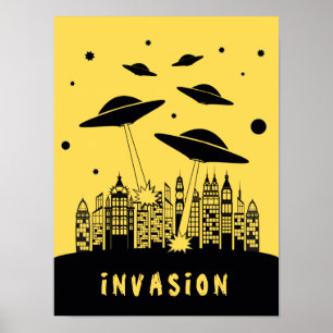 Retro alien-Invasions-Plakat Poster