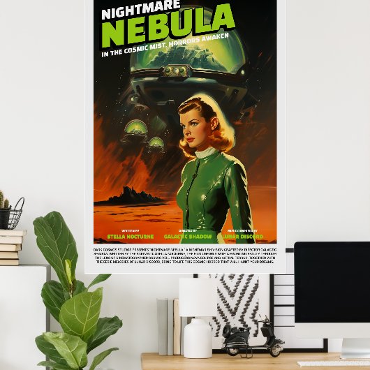 Retro Alien Sci-Fi Movie Inspired Wall Poster (Heimbüro)