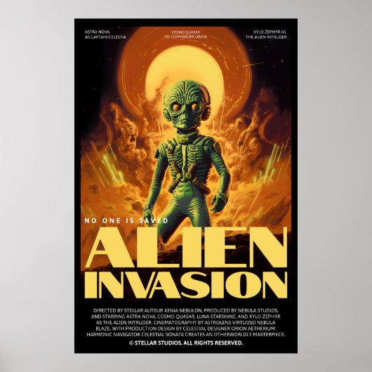 Retro Alien Sci-Fi Movie Inspired Wall Poster (Vorne)