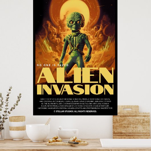 Retro Alien Sci-Fi Movie Inspired Wall Poster (Küche)