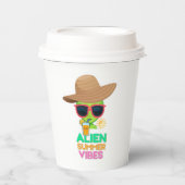 Retro-Alien-Sommerstrand-Vibes Pappbecher (Vorderseite)