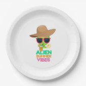 Retro-Alien-Sommerstrand-Vibes Pappteller (Vorderseite)