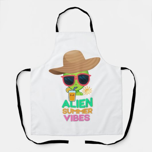 Retro-Alien-Sommerstrand-Vibes Schürze (Vorderseite)