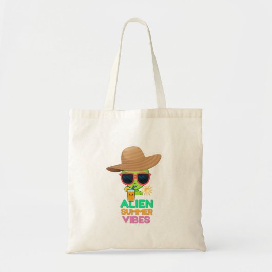 Retro-Alien-Sommerstrand-Vibes Tragetasche (Vorne)