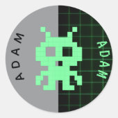 Retro Alien Sticker - Individuelle Name (Vorderseite)