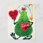 Retro Alien Valentinstag Postkarte (Vorderseite)