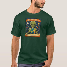 Retro-Alien-Weltraum-Illustration zum Tag der Erde T-Shirt