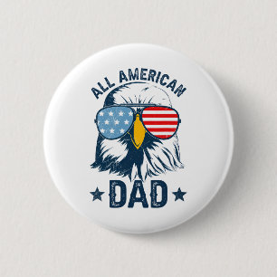 Retro All American Dad 4. Juli Shirt Daddy Adler Button