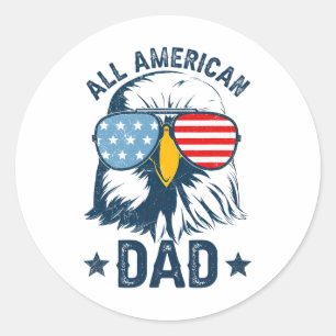 Retro All American Dad 4. Juli-Shirt Daddy Eag Runder Aufkleber