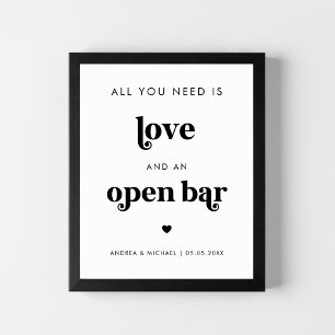 Retro Alles was Sie brauchen ist Liebe Open Bar We Poster