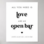Retro Alles was Sie brauchen ist Liebe Open Bar We Poster (Vorne)