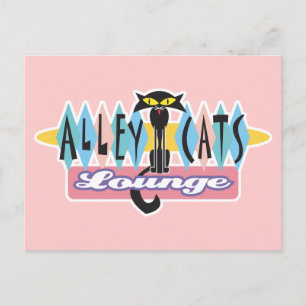 Retro-Alley-Cats-Lounge-Schild Postkarte