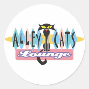 Retro-Alley-Cats-Lounge-Schild Runder Aufkleber