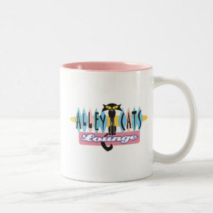 Retro-Alley-Cats-Lounge-Schild Zweifarbige Tasse