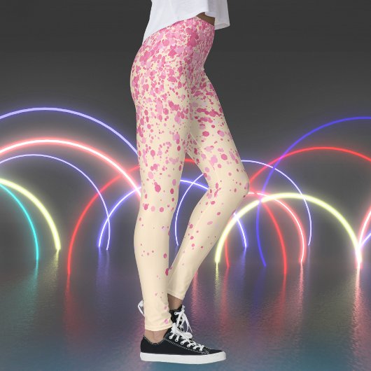Retro Almond and Red Freckles Print Leggings