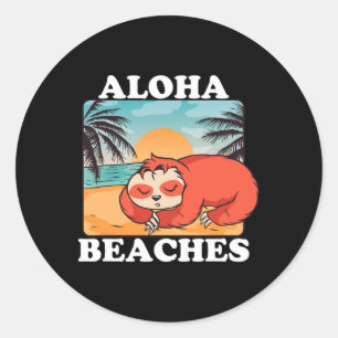 Retro Aloha Beaches Funny Sloth Matching Family Be Runder Aufkleber