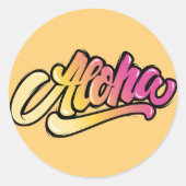 Retro ALOHA Happy Quotes Quadrat Aufkleber (Vorderseite)