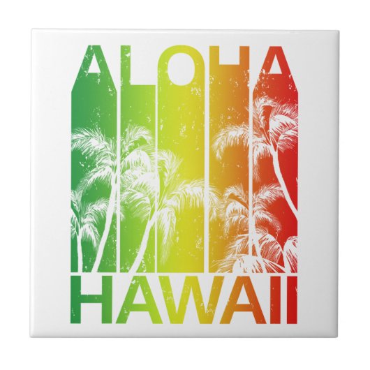 Retro Aloha Hawaii-Inseln Fliese (Vorderseite)