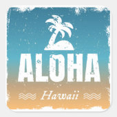 Retro Aloha Hawaii Quadratischer Aufkleber (Vorderseite)