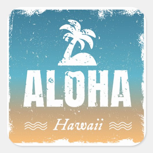 Retro Aloha Hawaii Quadratischer Aufkleber (Vorderseite)