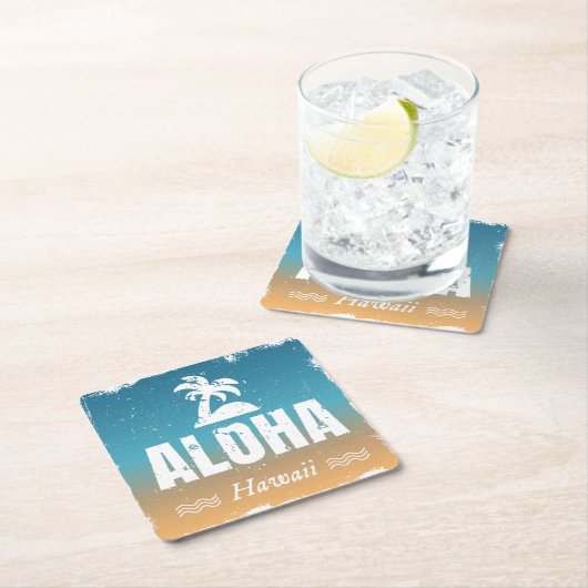 Retro Aloha Hawaii Rechteckiger Pappuntersetzer (Vor Ort)