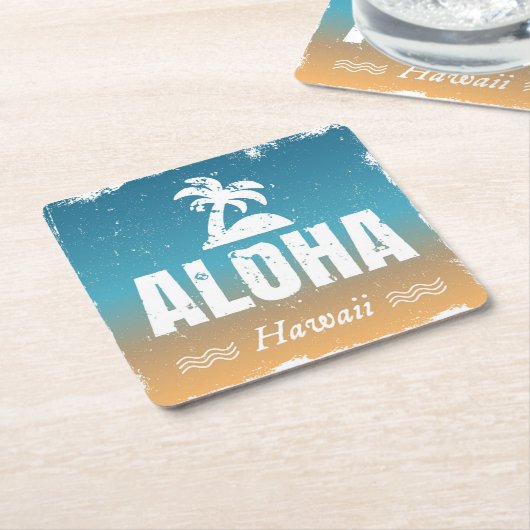 Retro Aloha Hawaii Rechteckiger Pappuntersetzer (angewinkelt)