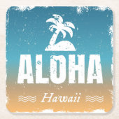 Retro Aloha Hawaii Rechteckiger Pappuntersetzer (Vorderseite)
