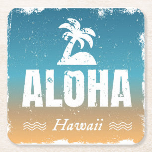 Retro Aloha Hawaii Rechteckiger Pappuntersetzer