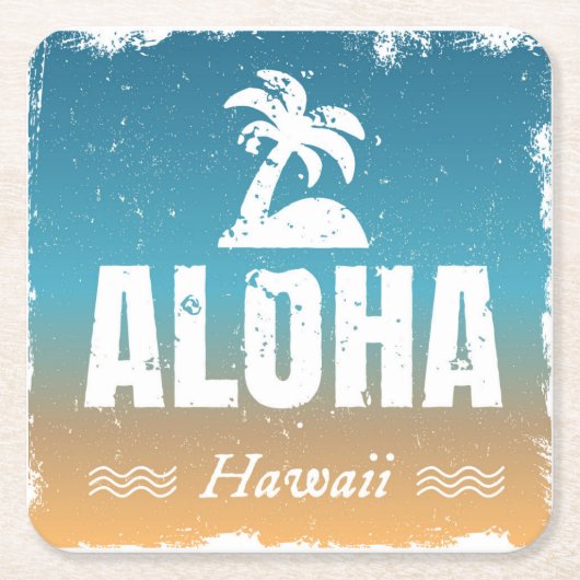 Retro Aloha Hawaii Rechteckiger Pappuntersetzer (Vorderseite)