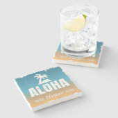 Retro Aloha Hawaii Steinuntersetzer (Seitenansicht)