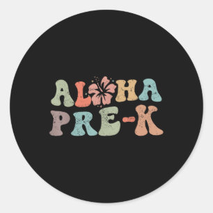 Retro Aloha Pre-k Lehrer Sommer Urlaub Strand Ha Runder Aufkleber