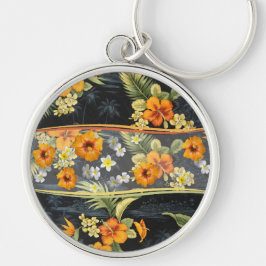 Retro Aloha Shirt und Hibiskus Schlüsselanhänger