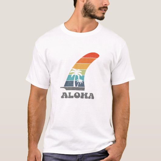 Retro Aloha Surfboard T-Shirt Longboard SUP Single (Vorderseite)