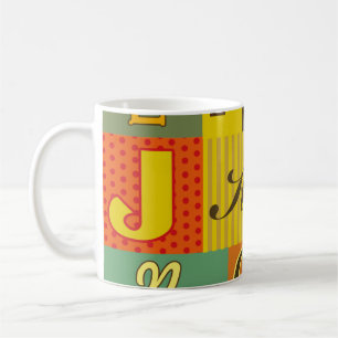 Retro-Alphabet-Design. Vintage Darstellung Kaffeetasse